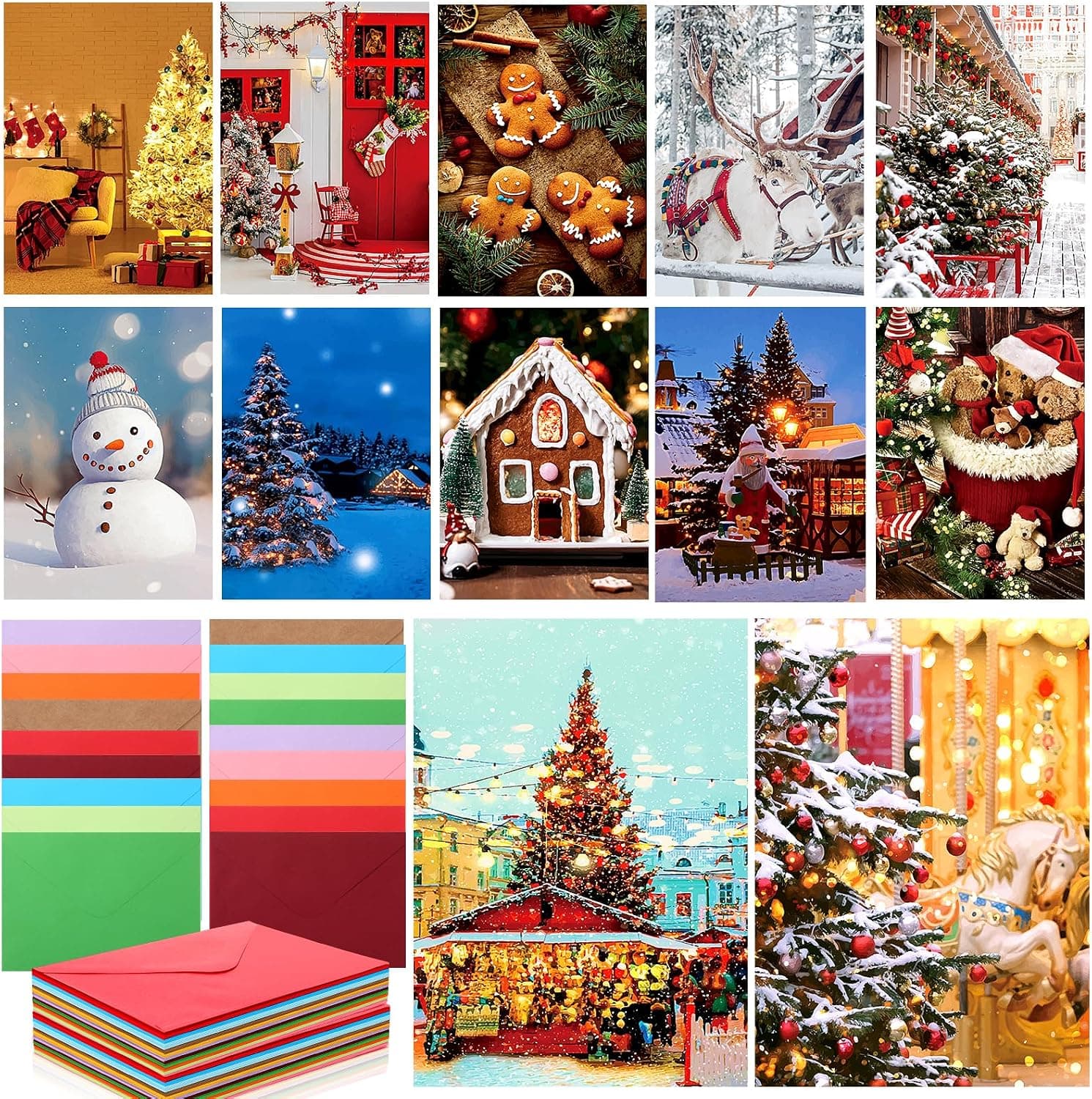 48 Vintage Christmas Cards with Envelopes, 4x6, 12 Designs