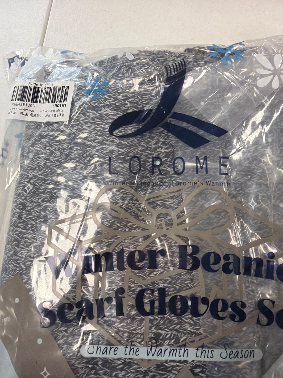 3 Pc Men's Winter Set, Ribbed Beanie, Scarf & Gloves, Gray — photo 4