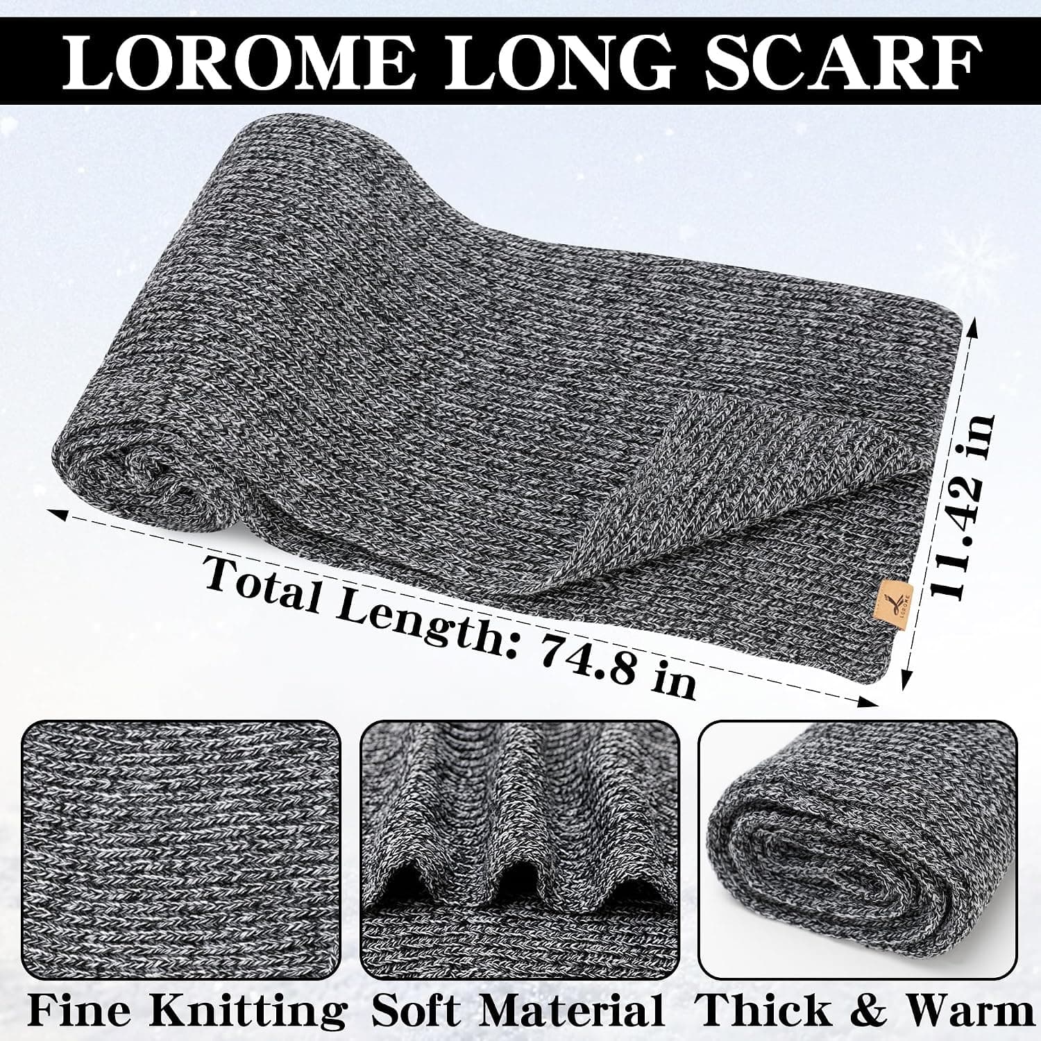 3 Pc Men's Winter Set, Ribbed Beanie, Scarf & Gloves, Gray — photo 2