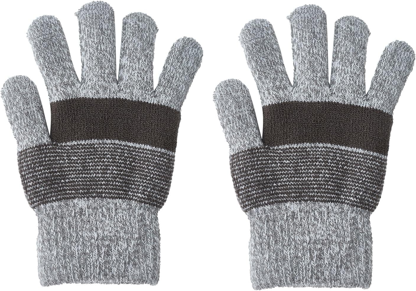 Kids Knit Fleece Lined Winter Gloves, Ages 4-8, Gray