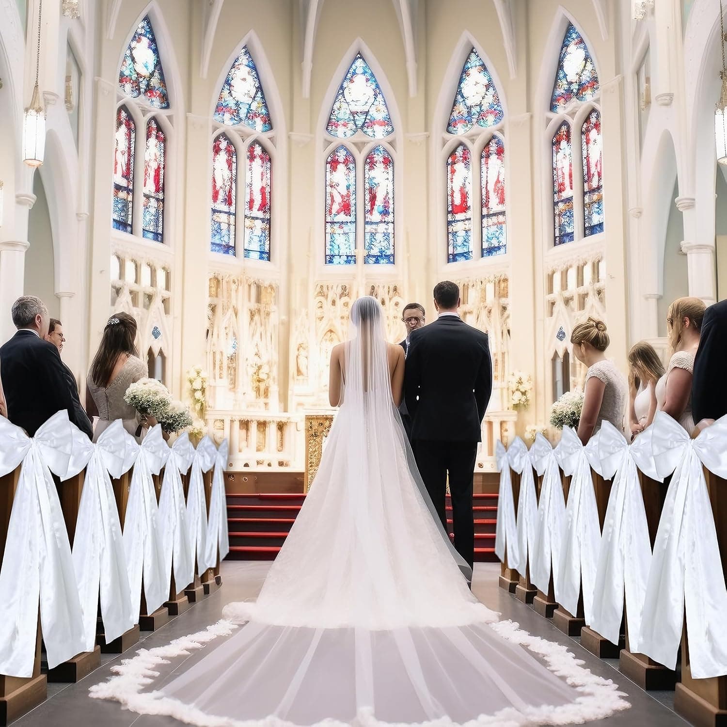 Large Wedding Pew Bows for Church Aisle, 24 Pcs, White — photo 2