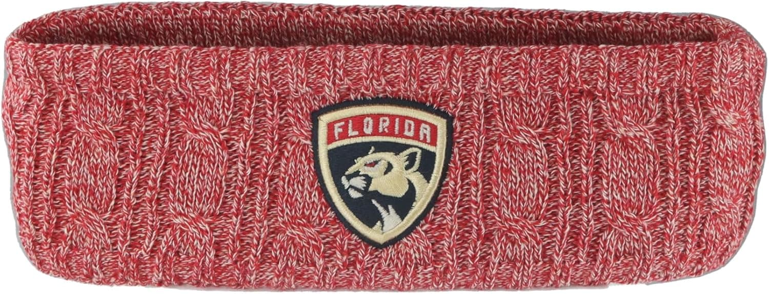 NHL Officially Licensed Heathered Cable Knit Headband, Red