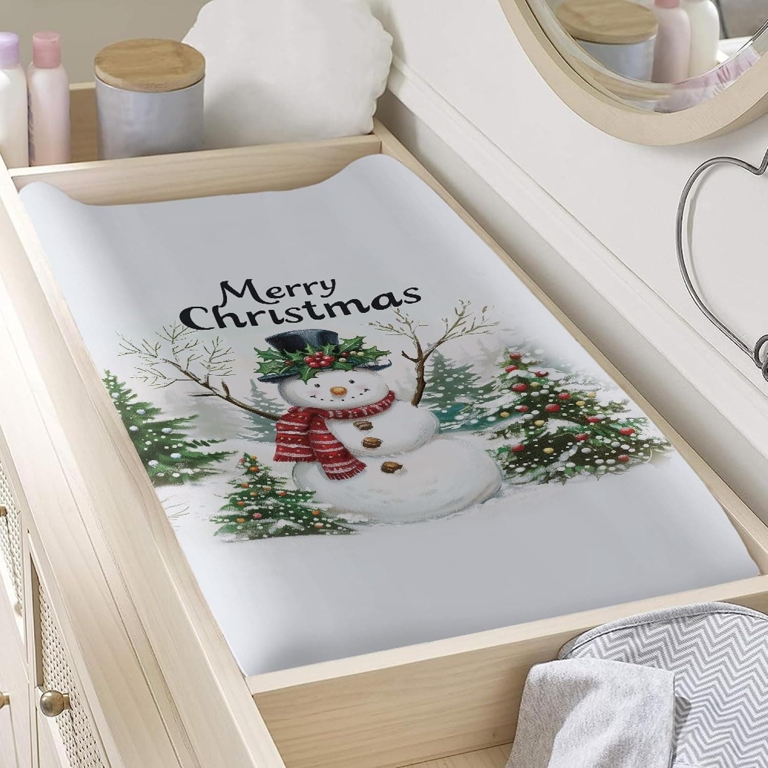 Christmas Snowman Baby Changing Pad Cover — photo 3