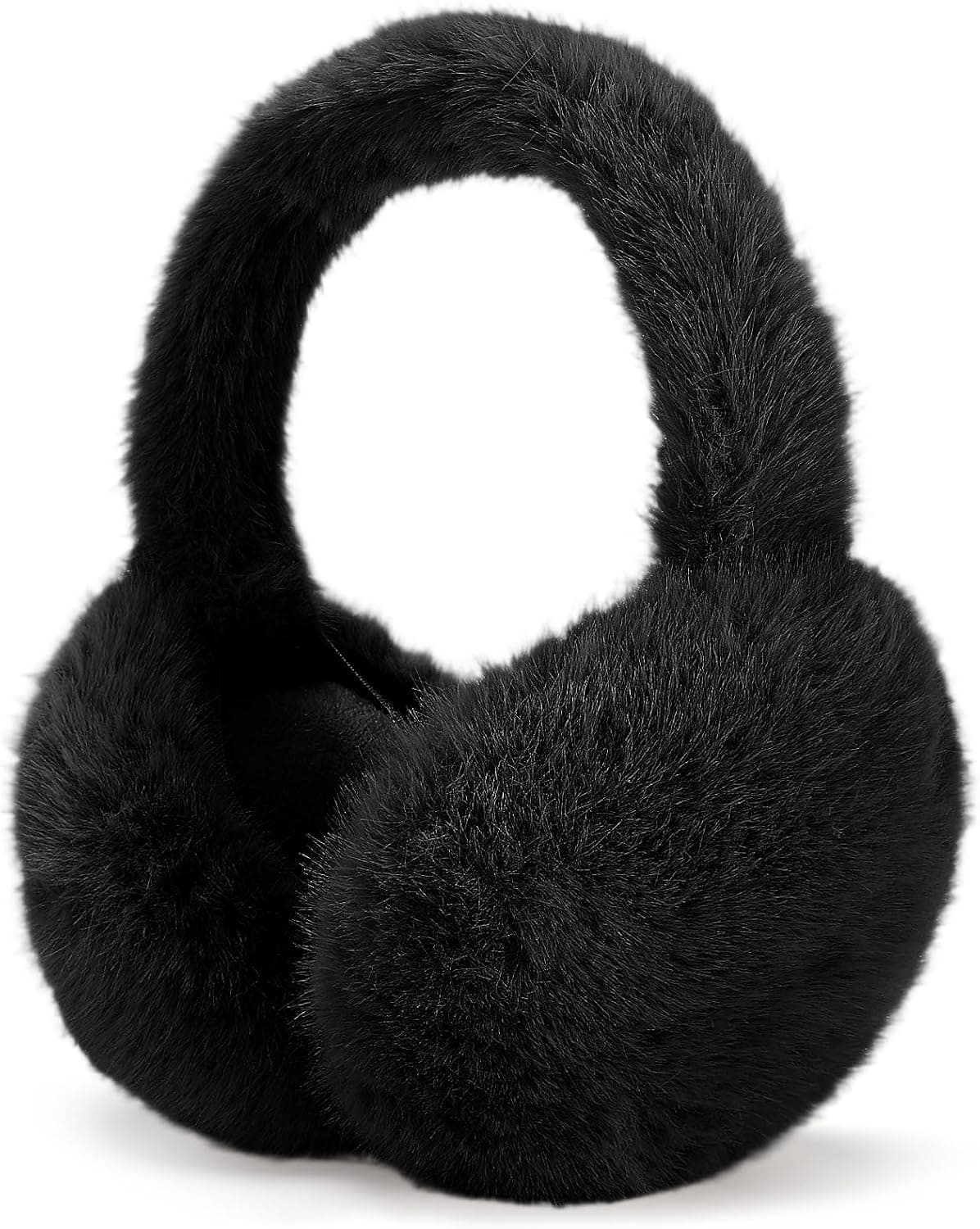 Faux Fur Winter Ear Muffs, Black