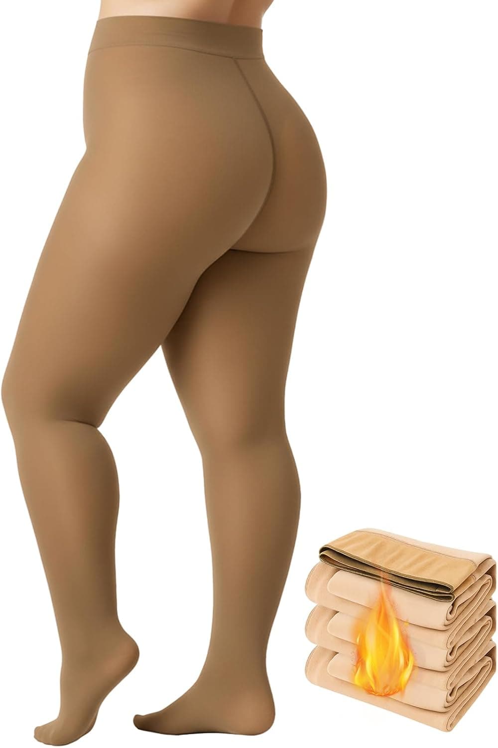 Women's Plus Size Fleece Lined Tights, 300g