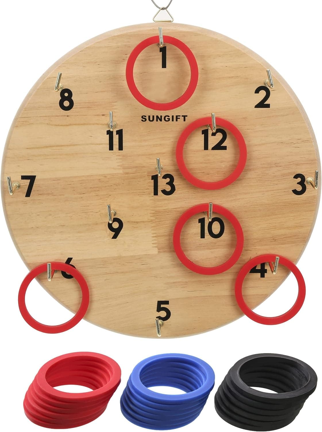 Hook & Ring Toss Game, 15 Hooks & 18 Rings