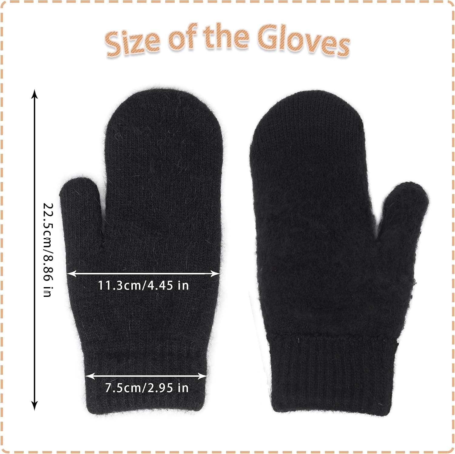 Unisex Knit Winter Mittens, Black — photo 2