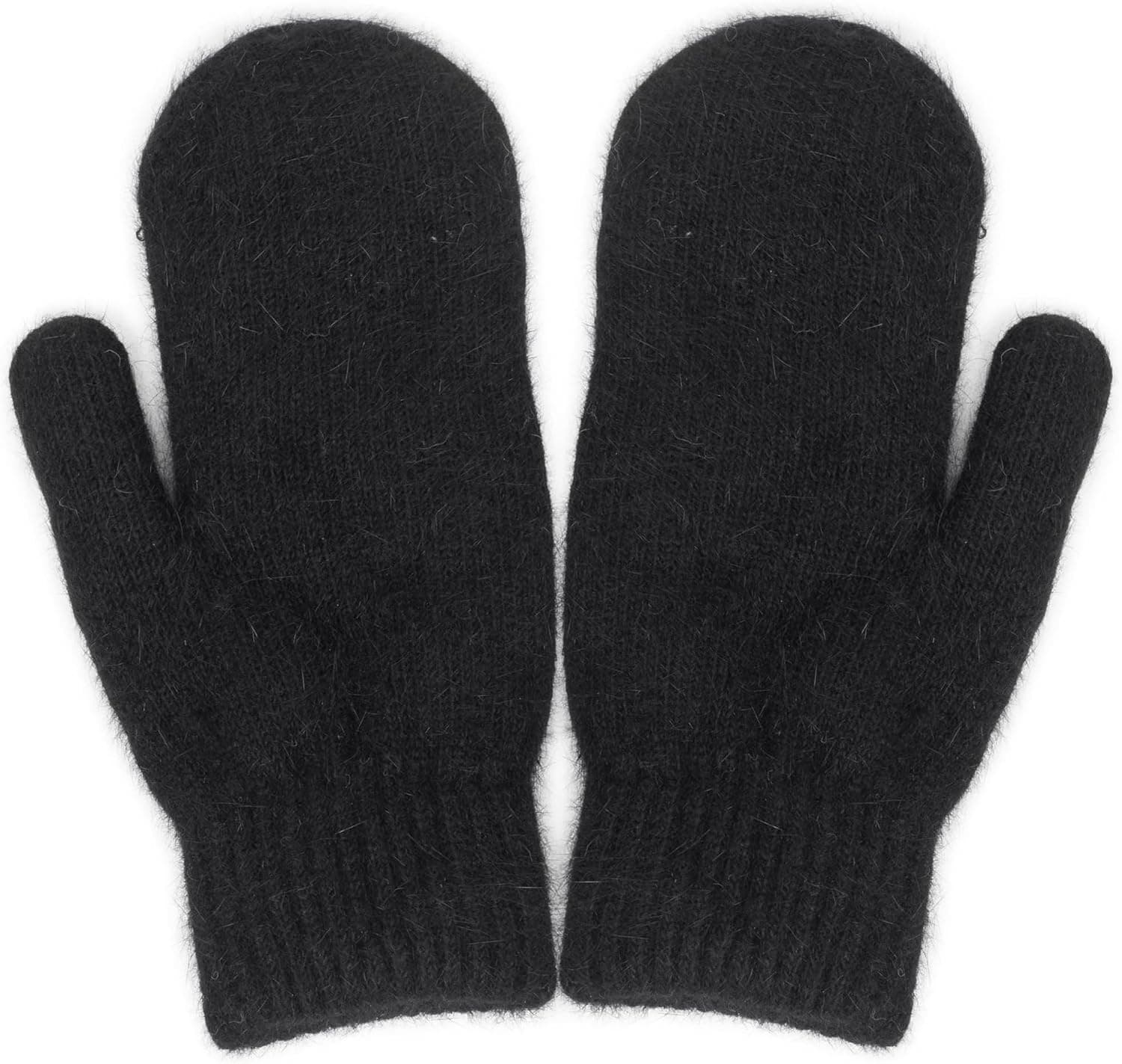 Unisex Knit Winter Mittens, Black