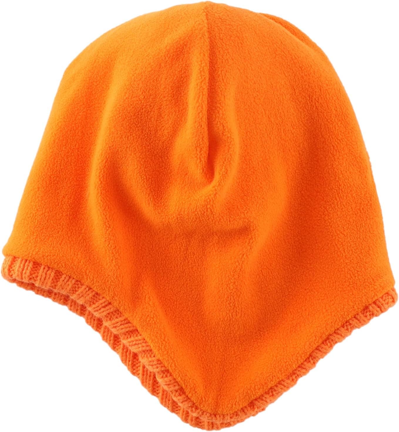 Toddler Earflap Fleece Knit Winter Hat, Ages 2-5, Orange