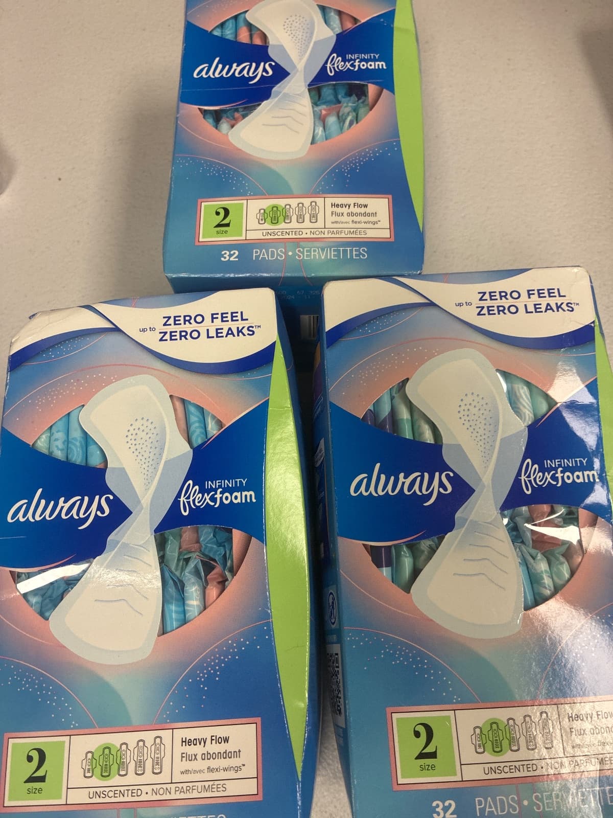 3 Boxes Always Infinity FlexFoam Pads, Size 2 Heavy, Unscented, 3 Packs of 32 — photo 2