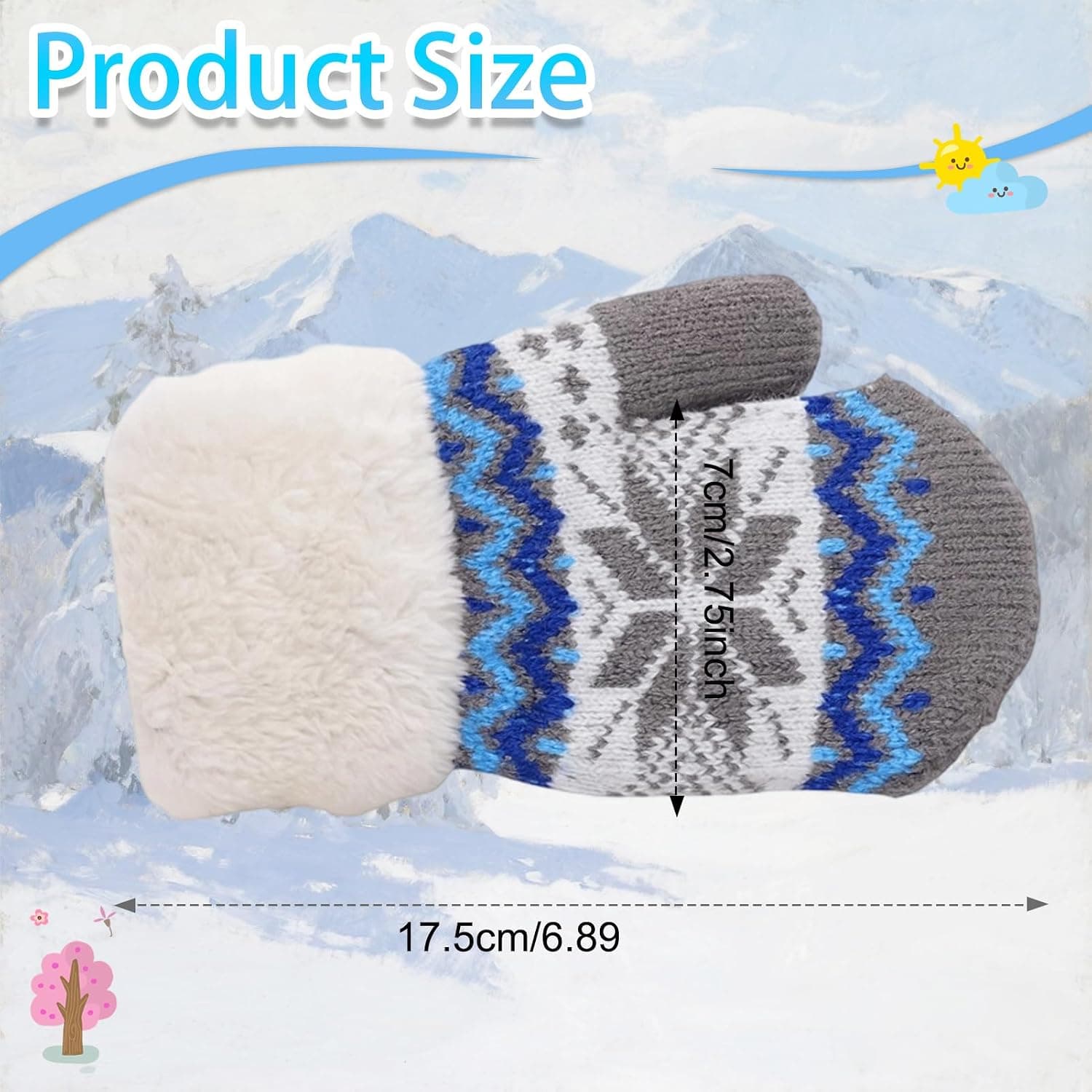 Kids Snowflake Knit Mittens, Ages 3-7 — photo 3