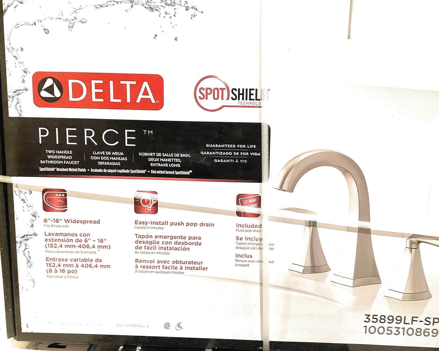 Delta Pierce 8 in Widespread 2-Handle Bathroom Faucet, SpotShield Brushed Nickel