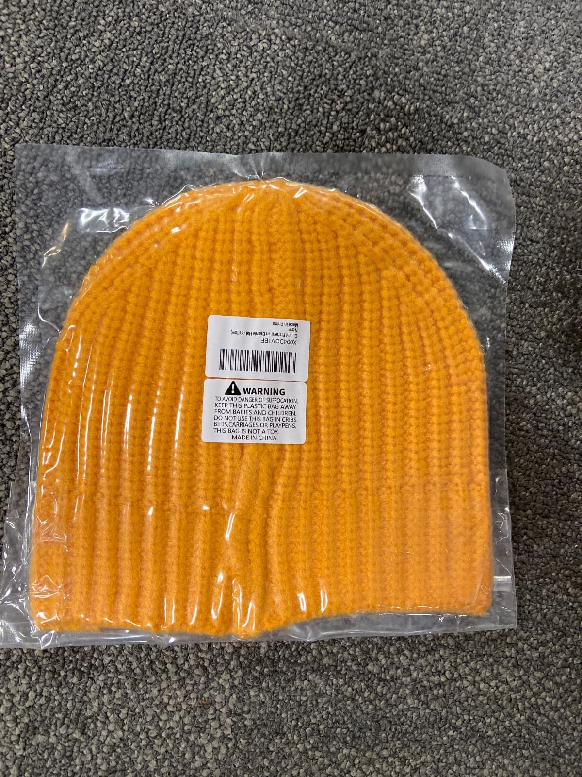 Men's Fisherman Short Beanie, Ribbed Knit, Mustard — photo 4