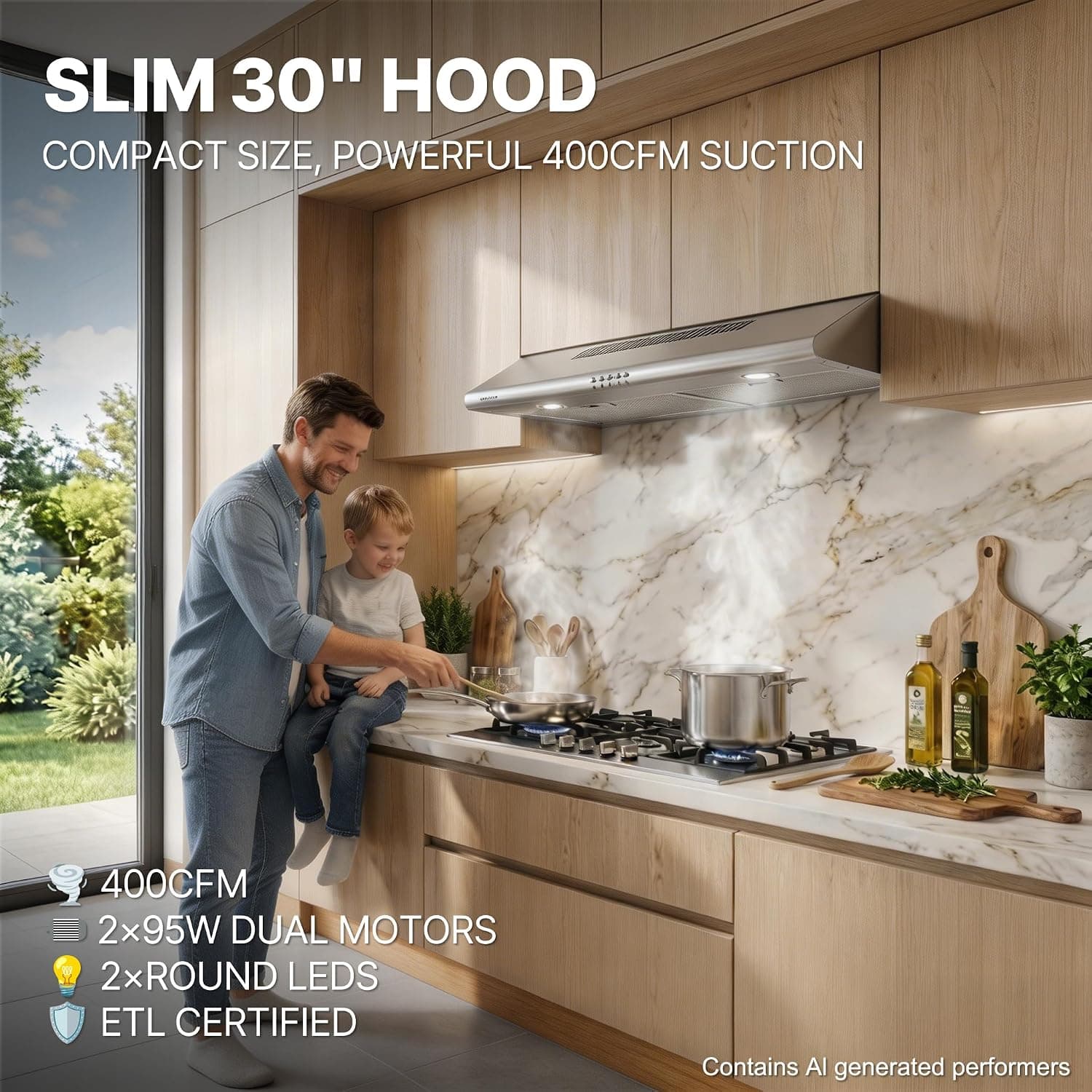 30 in Under-Cabinet Range Hood, 400 CFM Dual Motors — photo 2