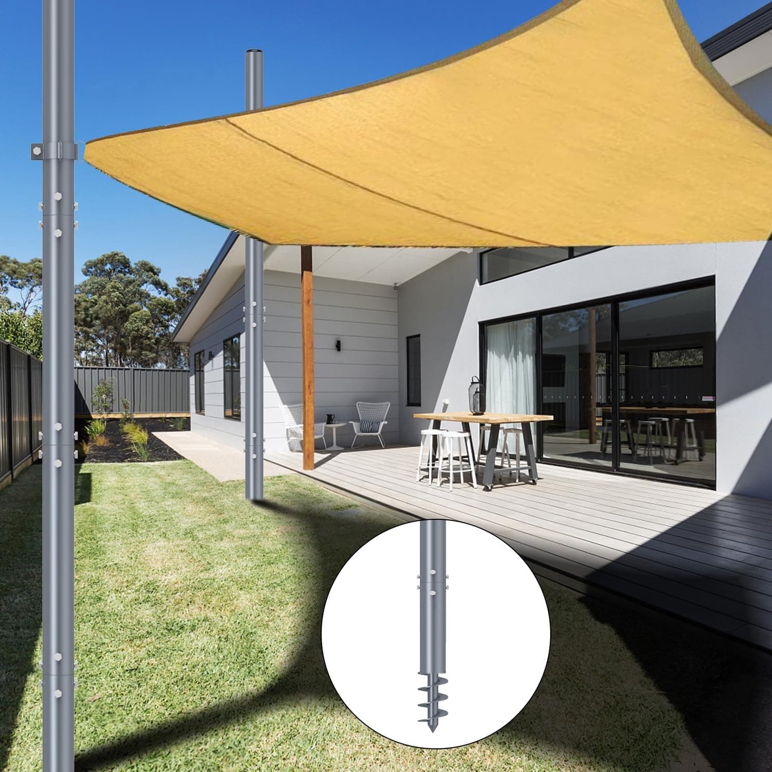 12 ft Heavy Duty Shade Sail Poles, 2 Pack