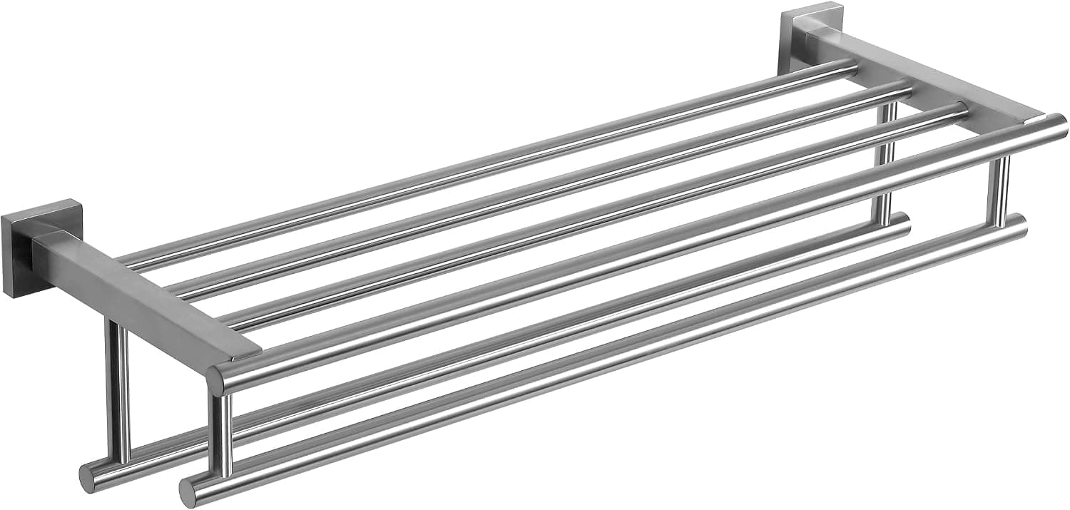 30 in Wall Mounted Towel Rack with Shelf, 304 Stainless Steel