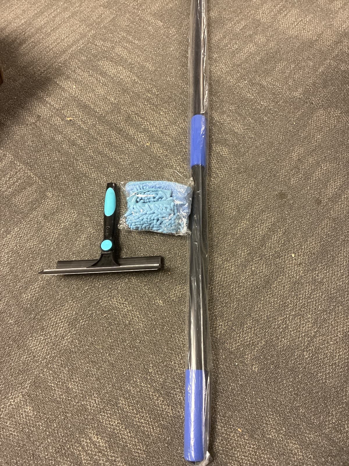 2-in-1 Window Squeegee and Scrubber with Extension Pole, 180° Rotating Head — photo 4