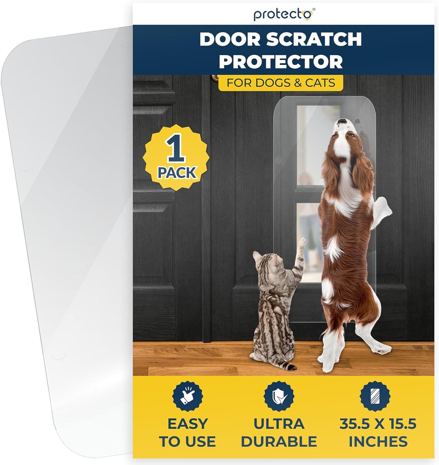 Clear Door Scratch Protector for Dogs and Cats, 35.5 x 15.5 in