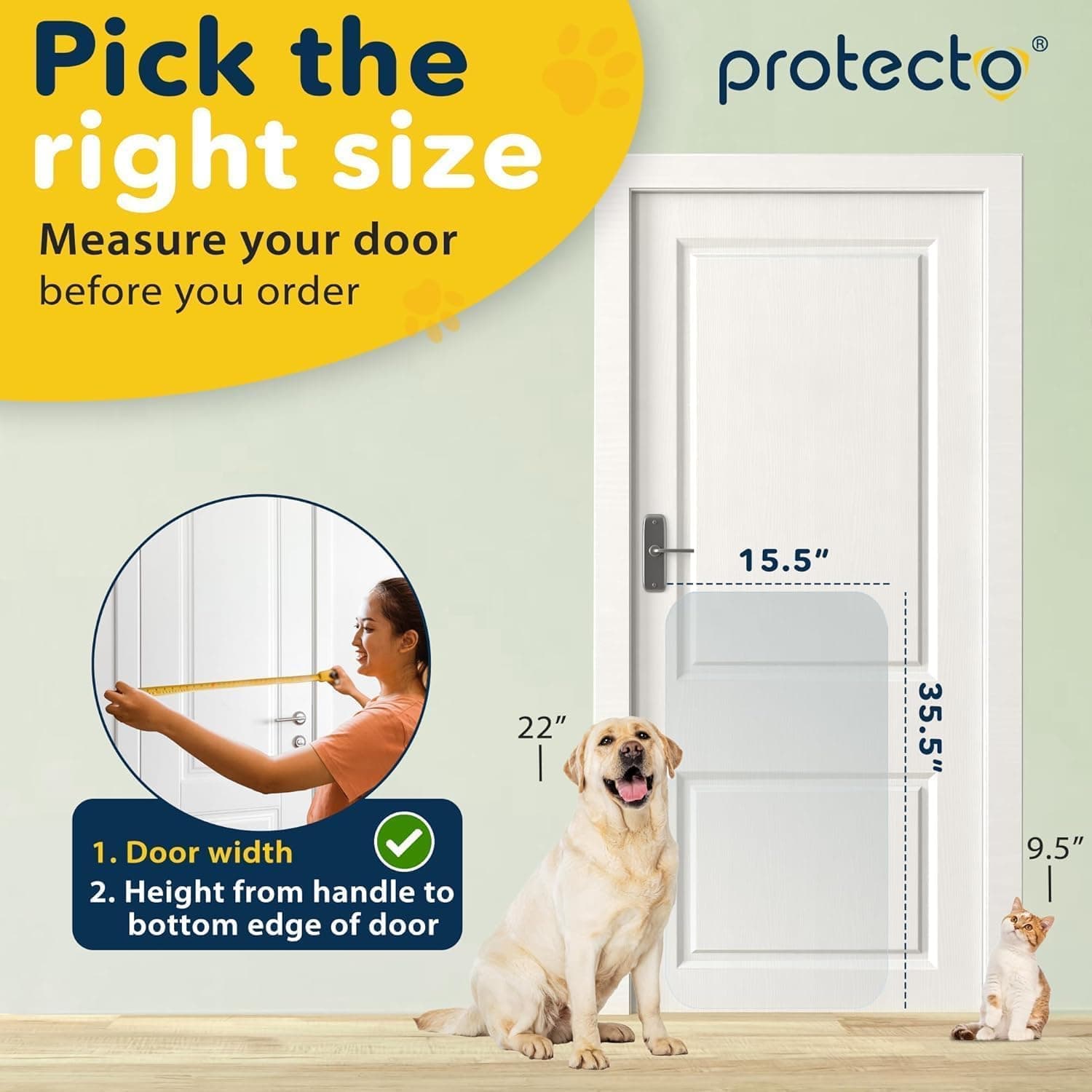 Clear Door Scratch Protector for Dogs and Cats, 35.5 x 15.5 in — photo 3