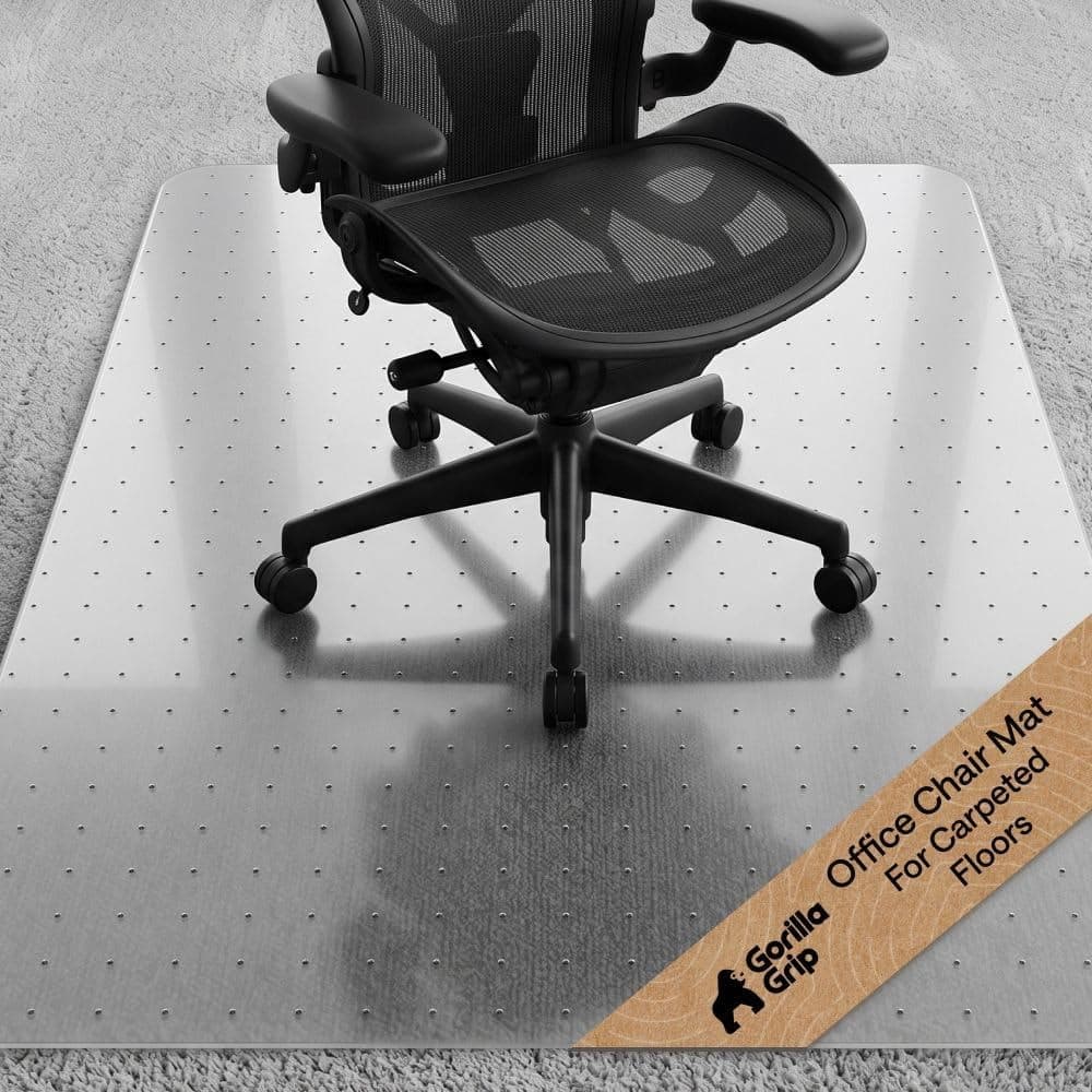 Gorilla Grip Heavy Duty Office Chair Mat for Carpet, 32 x 48 in, Clear