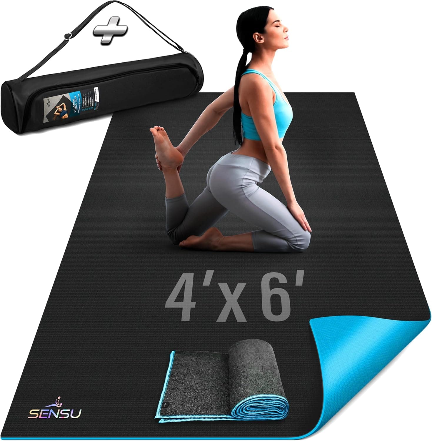 Extra Thick Large Yoga Mat, 9mm Non-Slip, 4 x 6 ft