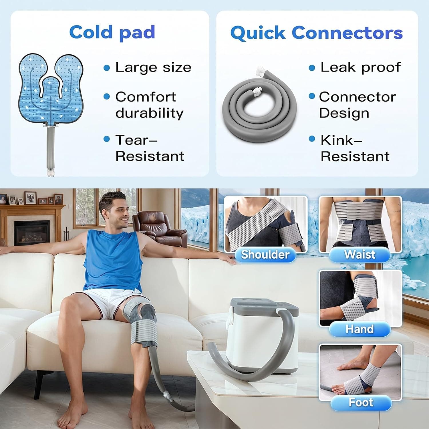Cold Therapy Ice Machine for Knee with Silent Brushless Pump — photo 2