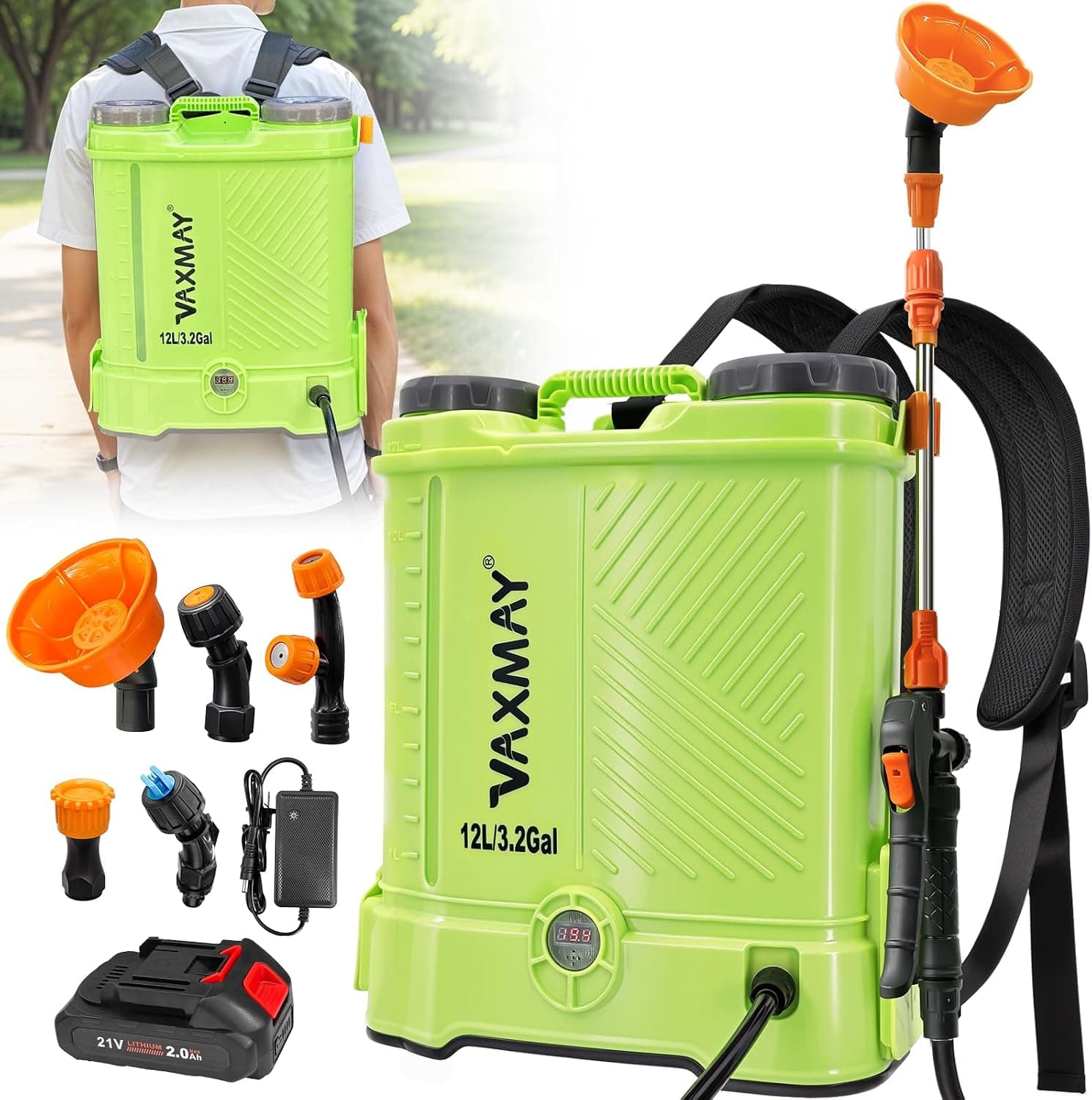Battery Powered Backpack Sprayer, 3.2 Gallon, Fits Makita 18V Batteries