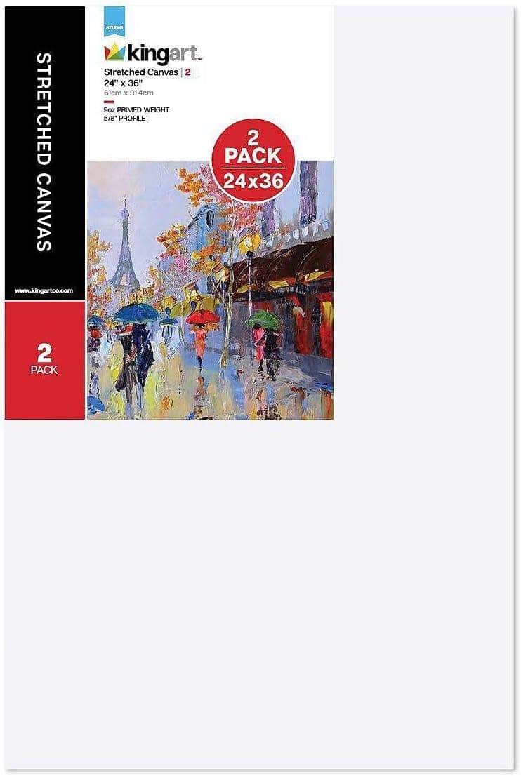 Stretched White Cotton Canvas, 24 x 36 in, 2-Pack (Scuff Marks on Edges)