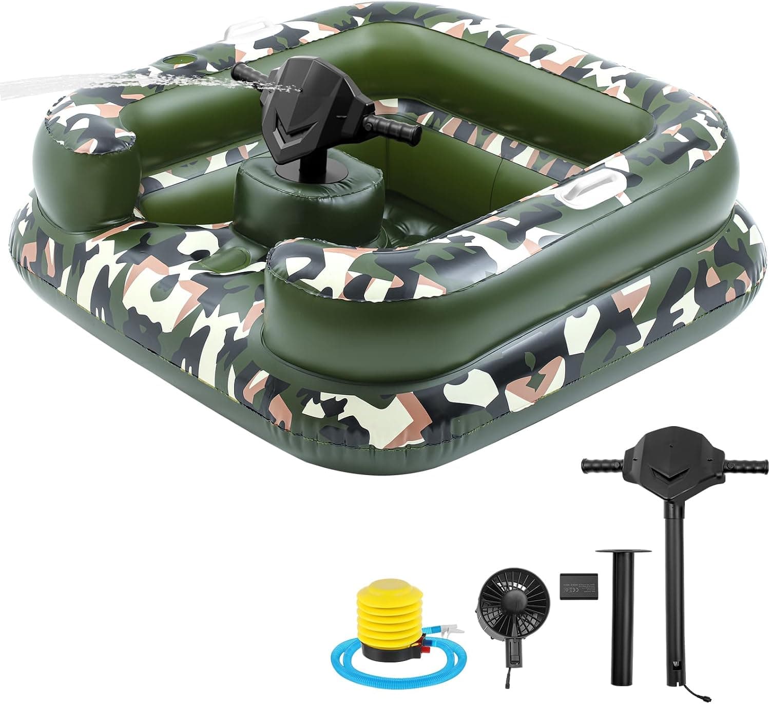 Motorized Inflatable Pool Float for Adults with Water Spray, 44 x 44 in, Camo