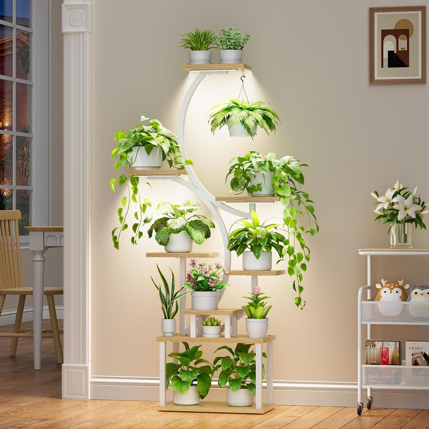 8-Tier Corner Plant Stand with Grow Lights, Indoor