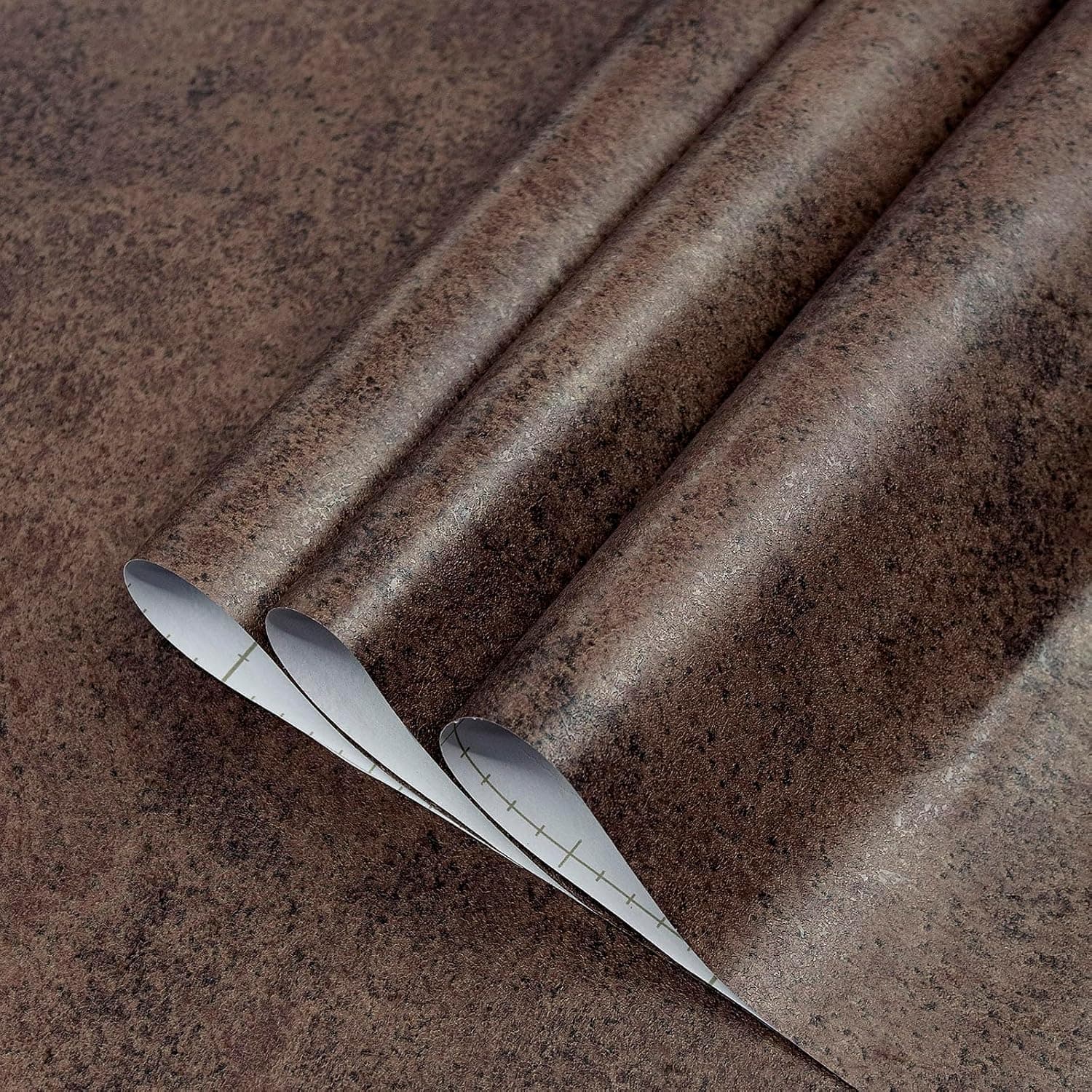 Peel and Stick Brown Concrete Wallpaper, Extra Wide 31.5 x 157 in