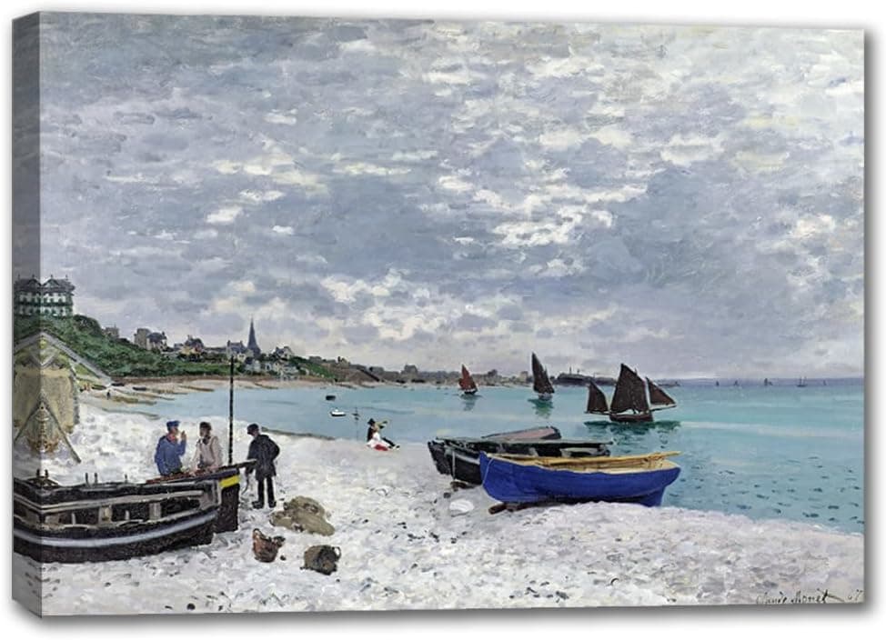 Claude Monet The Beach at Sainte-Adresse Oil Painting Reproduction - Giclee Canvas Print