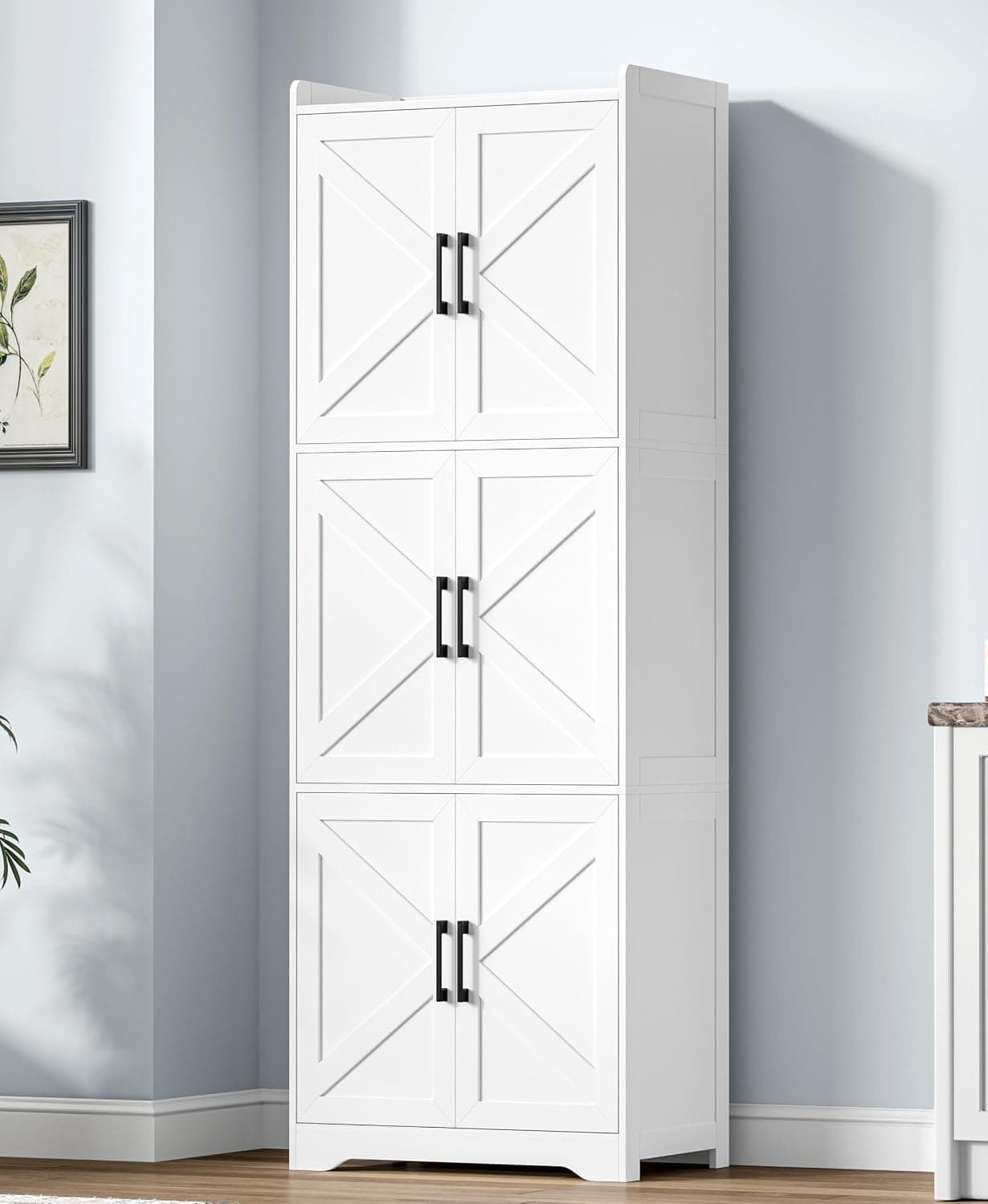 Tall Bathroom Storage Cabinet with 6 Doors, 60.2 in H, White — photo 3