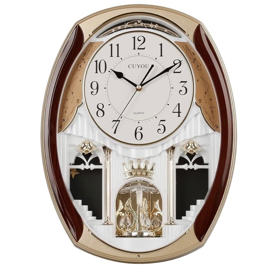Musical Motion Chime Wall Clock with Rotating Pendulum, 18 Melodies (Has Crack, Pictured) — photo 2