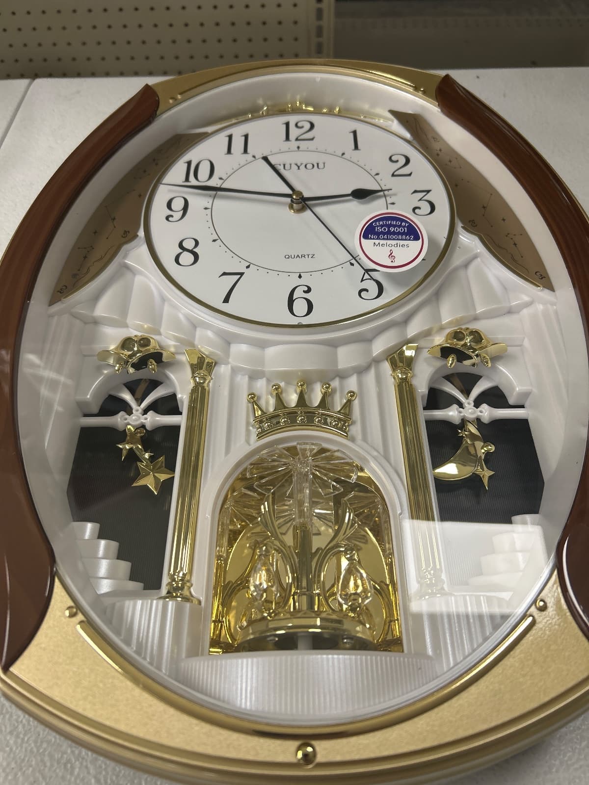 Musical Motion Chime Wall Clock with Rotating Pendulum, 18 Melodies (Has Crack, Pictured) — photo 4