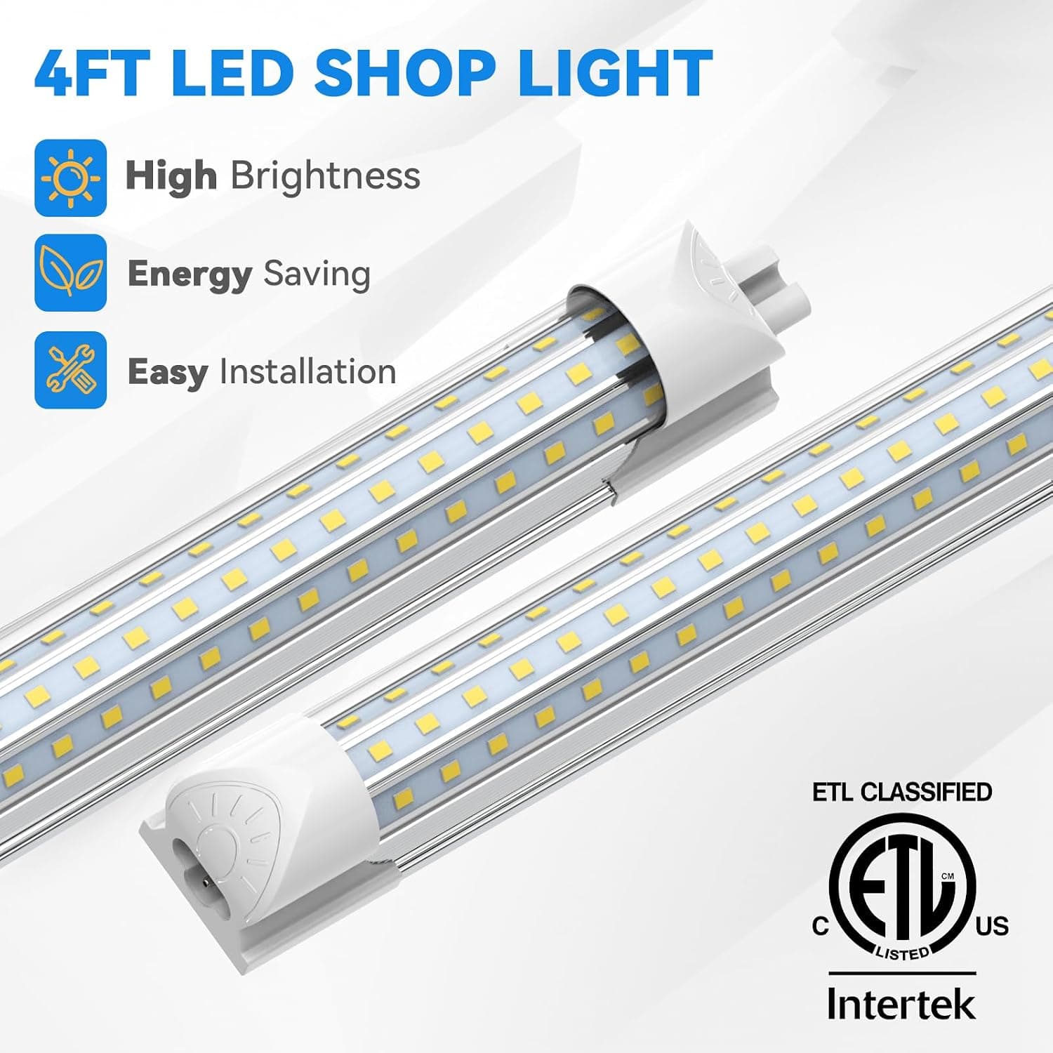 4 ft LED Shop Light, 50W, 7500LM, D Shape