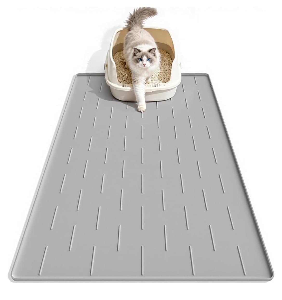 Silicone Cat Litter Mat, 34 x 22 in, Gray
