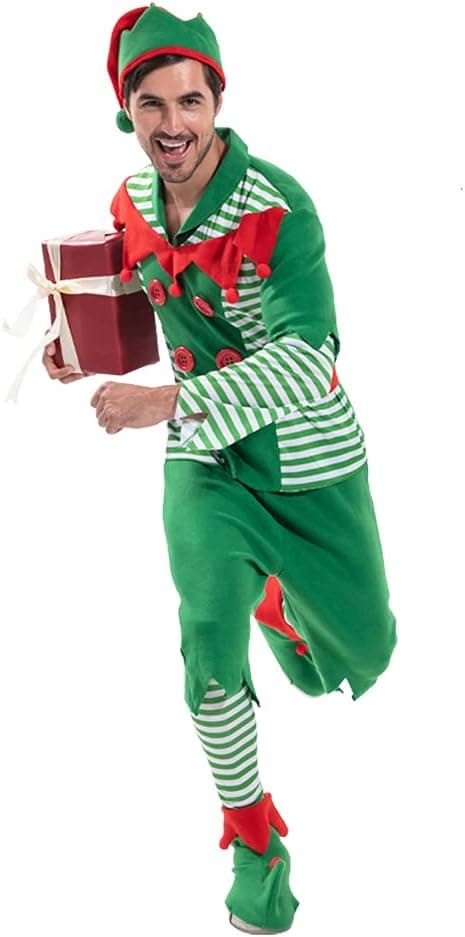 Men's Christmas Elf Costume, Red and Green — photo 2