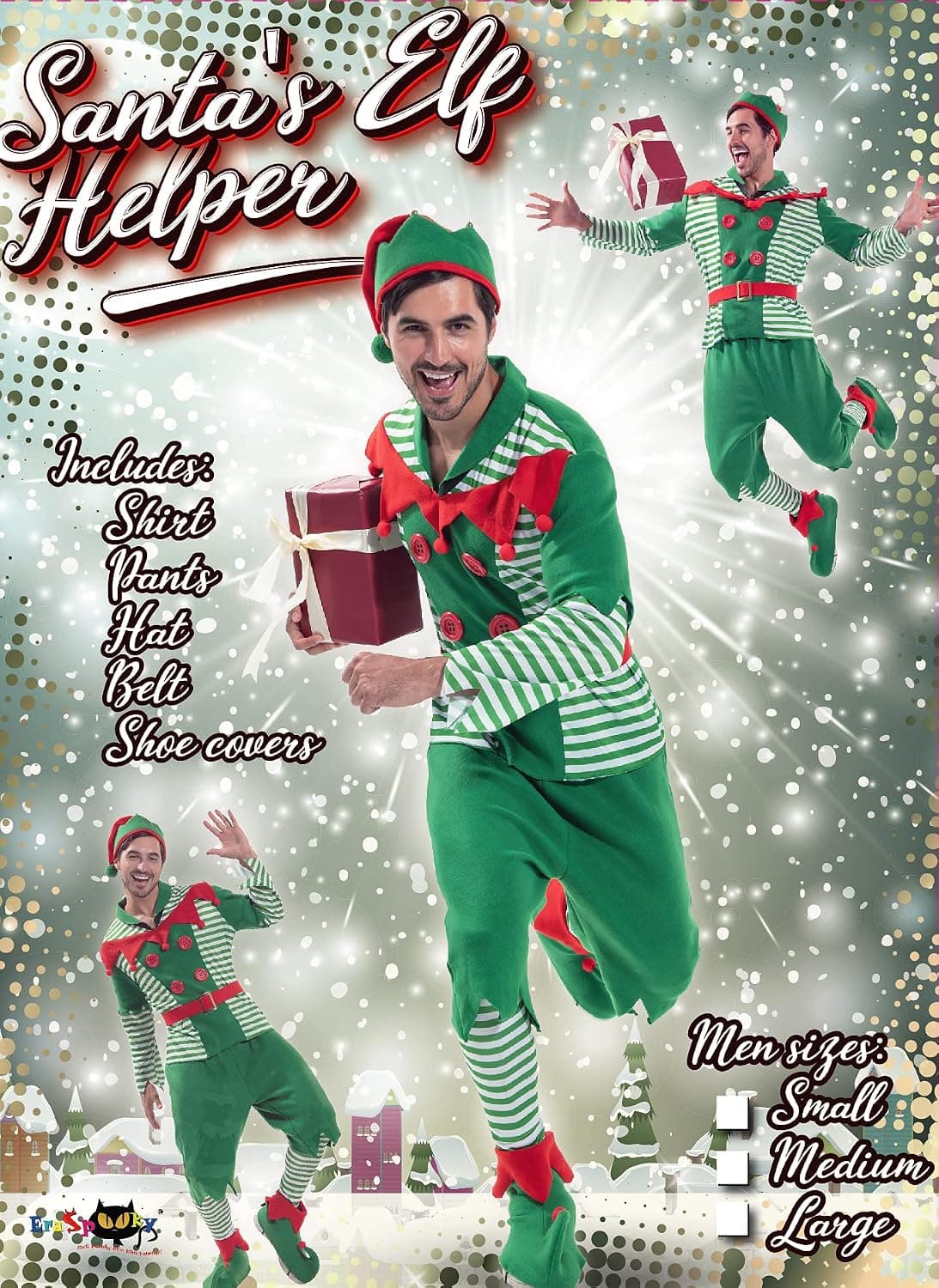 Men's Christmas Elf Costume, Red and Green — photo 3
