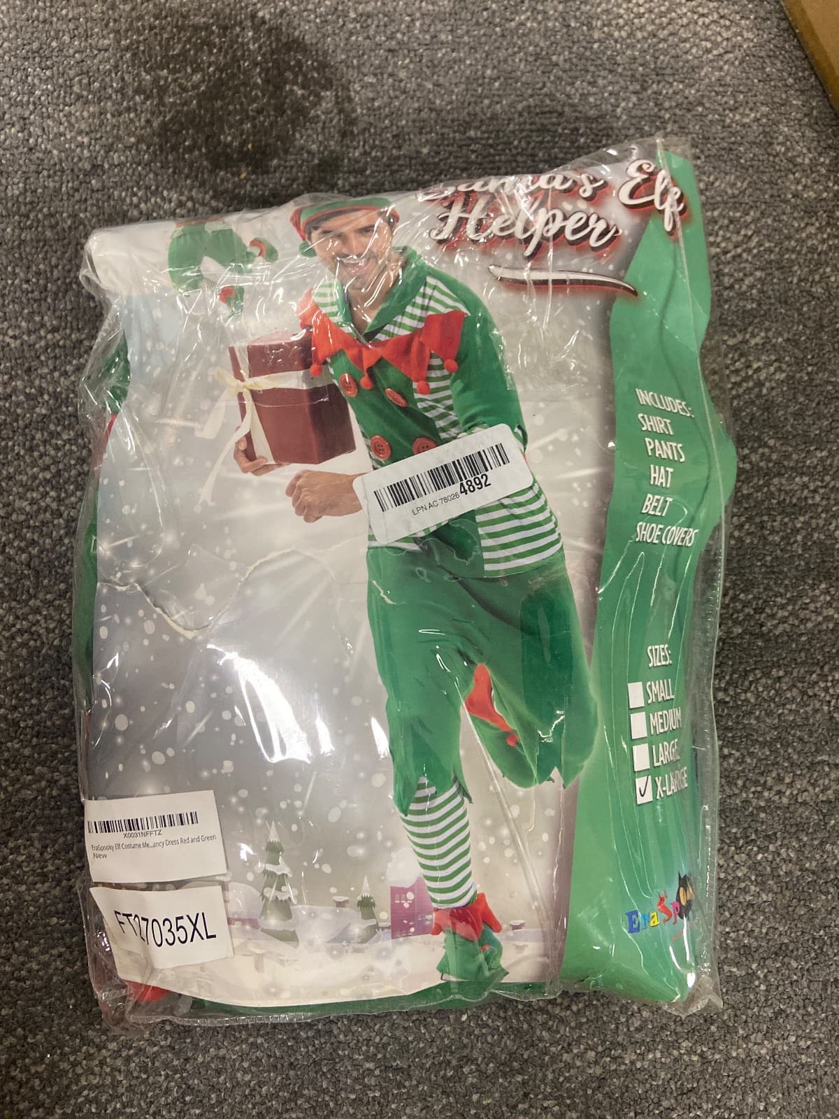 Men's Christmas Elf Costume, Red and Green — photo 4