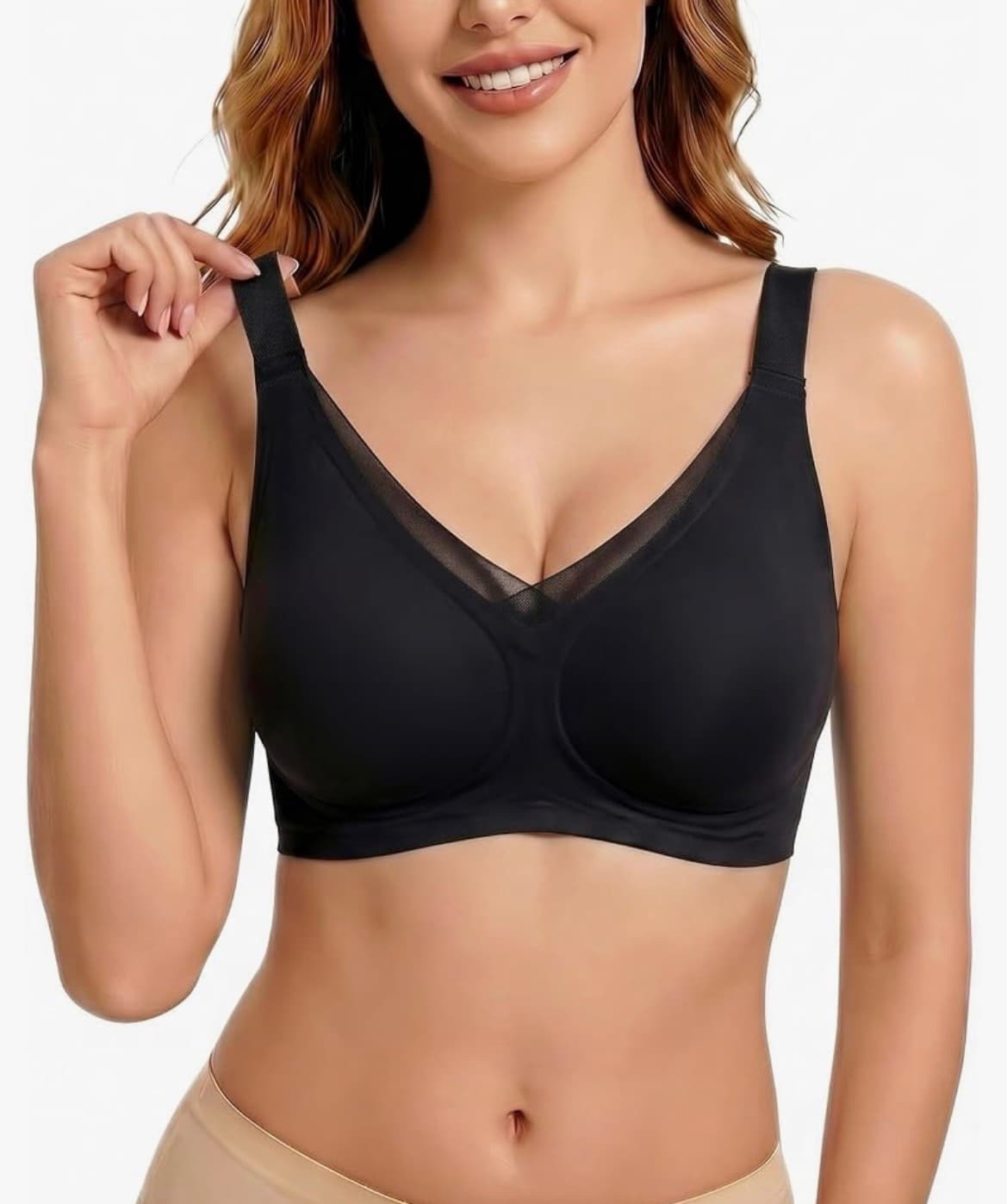 Women's Wireless Jelly Bra, Seamless V-Neck Mesh Bralette