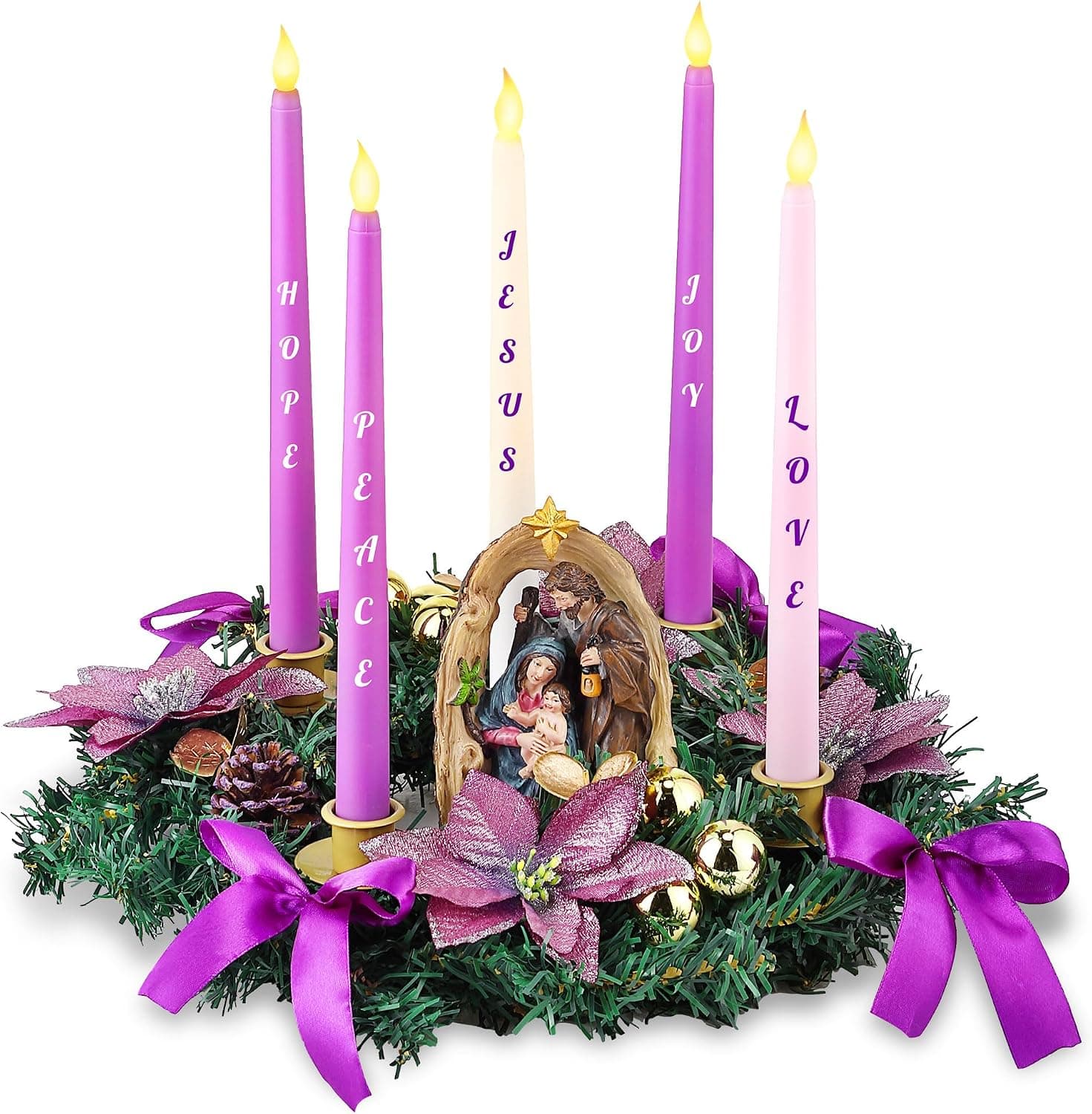 Christmas Advent Wreath Candle Holder, Purple, No Candles — photo 3
