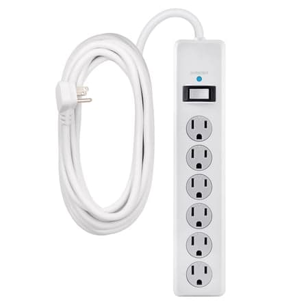 GE 6-Outlet Surge Protector Power Strip, 20 ft Cord, 800 Joules, 2-Pack