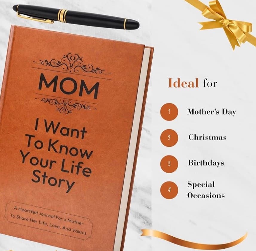 Mom I Want to Know Your Life Story Leather Journal, Hardcover — photo 3