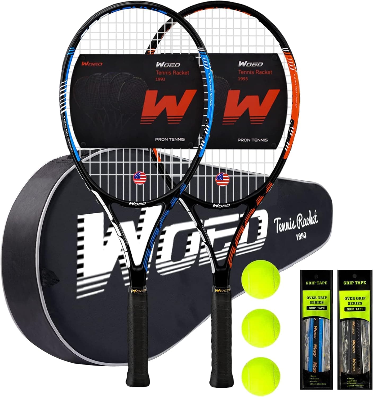 Adult Tennis Racket Set, 2 Rackets