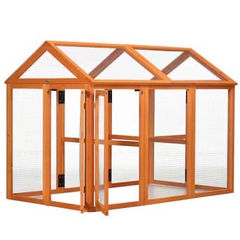 Large Wooden Chicken Coop with Perches and Doors — photo 2