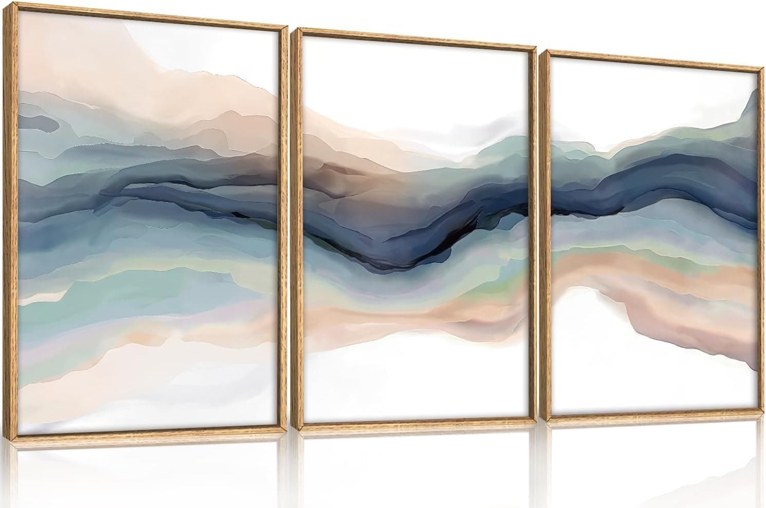 Blue Abstract Watercolor Framed Wall Art, 24 x 36 in, Set of 3