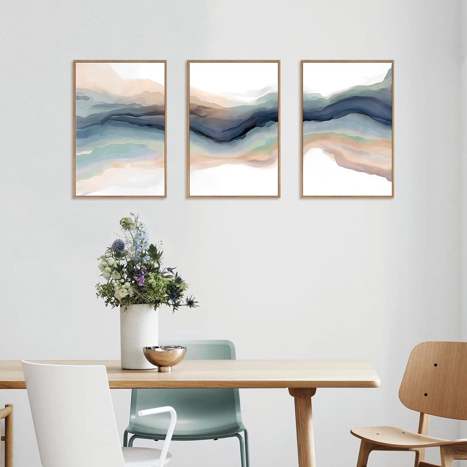 Blue Abstract Watercolor Framed Wall Art, 24 x 36 in, Set of 3 — photo 2