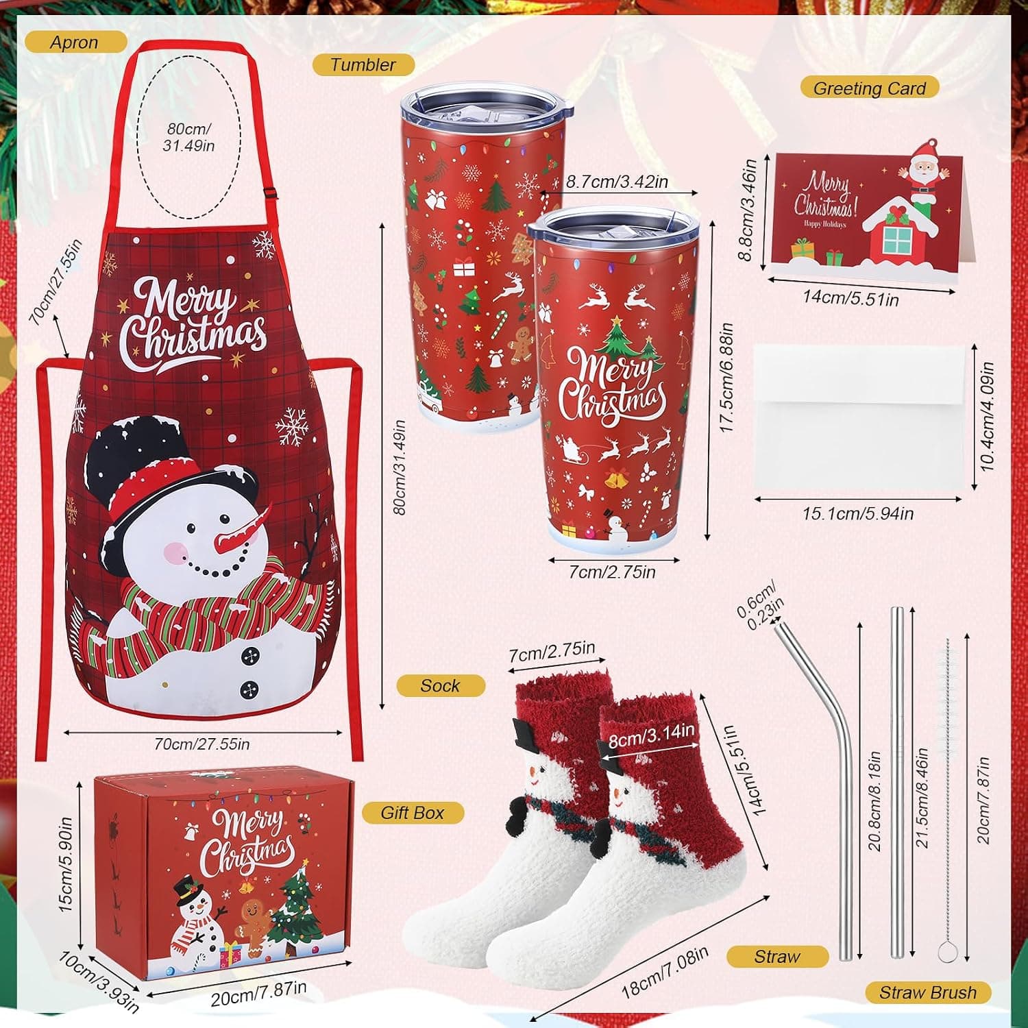 Christmas Gift Set for Women with Tumbler, Socks and Apron