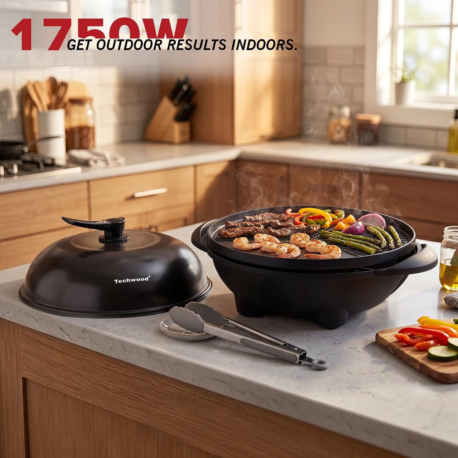 Techwood 2-in-1 Electric Grill, Indoor/Outdoor with Stand — photo 3